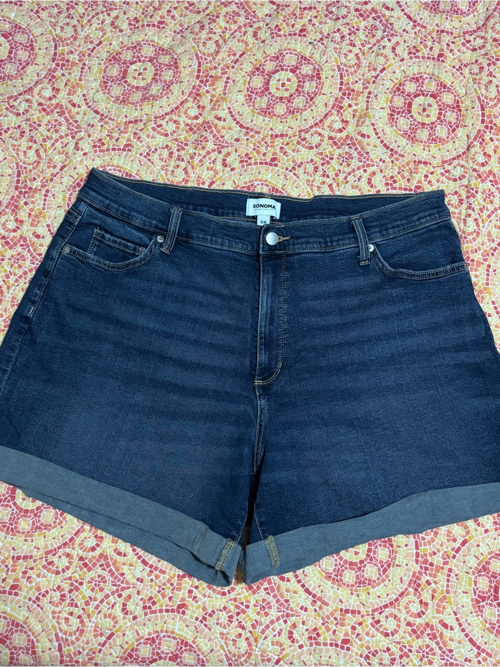 Sonoma Dark Blue Cuffed High-Rise Jean Shorts